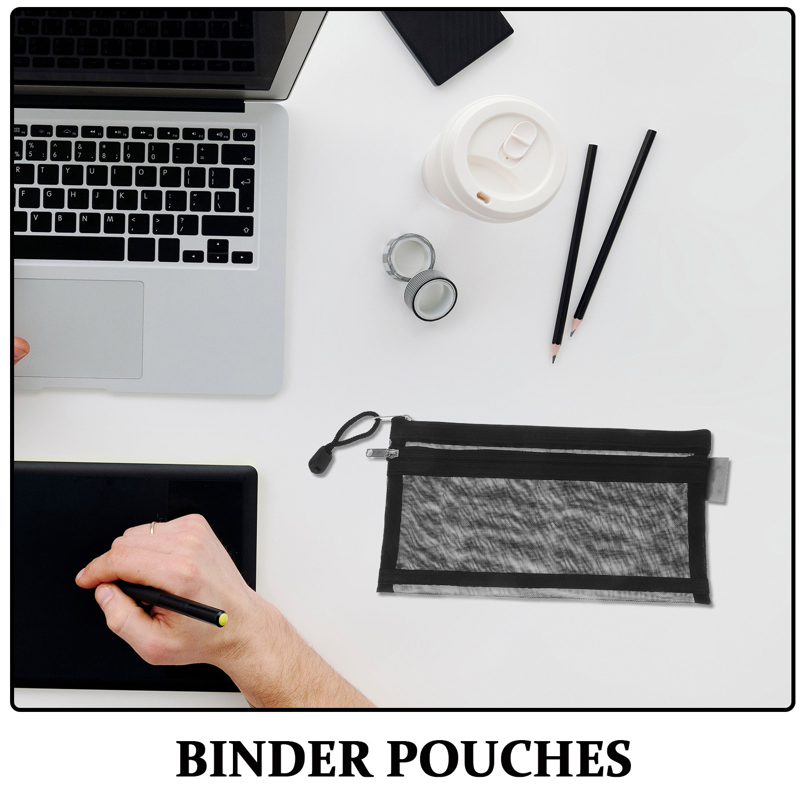 6Pcs Clear Double Layer Nylon  - Clear Mesh Pencil Pouch For Exam 评论和价格