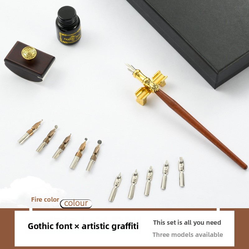 Retro Wooden Stick Dip Pen Set - Writing Tools 评论和价格