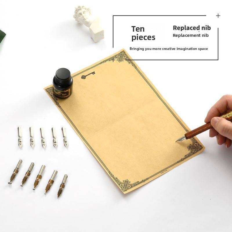 Retro Wooden Stick Dip Pen Set - Writing Tools 评论和价格