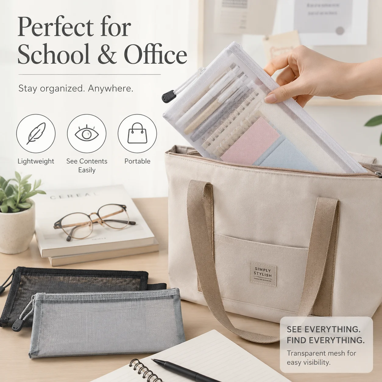 Transparent Mesh Pencil Case C - Clear Mesh Pencil Pouch For Exam 评论和价格