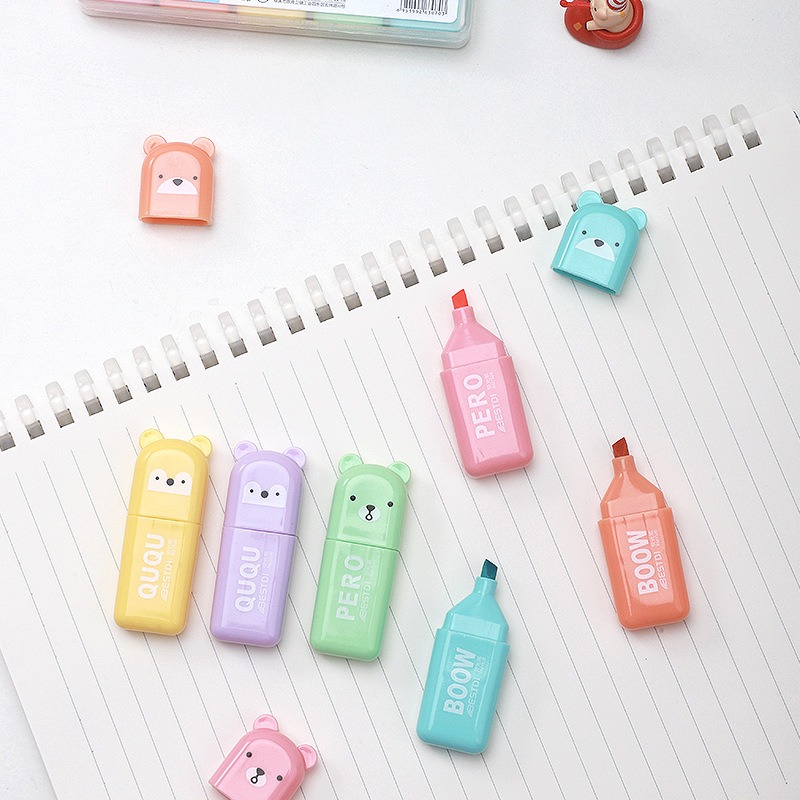 4/6/12 Pcs Kawaii Bear Highlig - Pastel Highlighter Set Double Ended 评论和价格