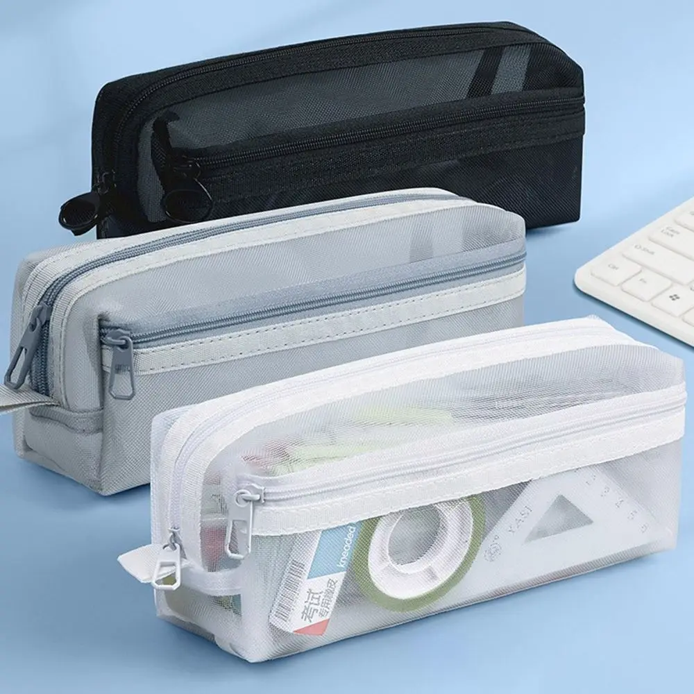 Large Capacity Double-Layer Me - Clear Mesh Pencil Pouch For Exam 评论和价格
