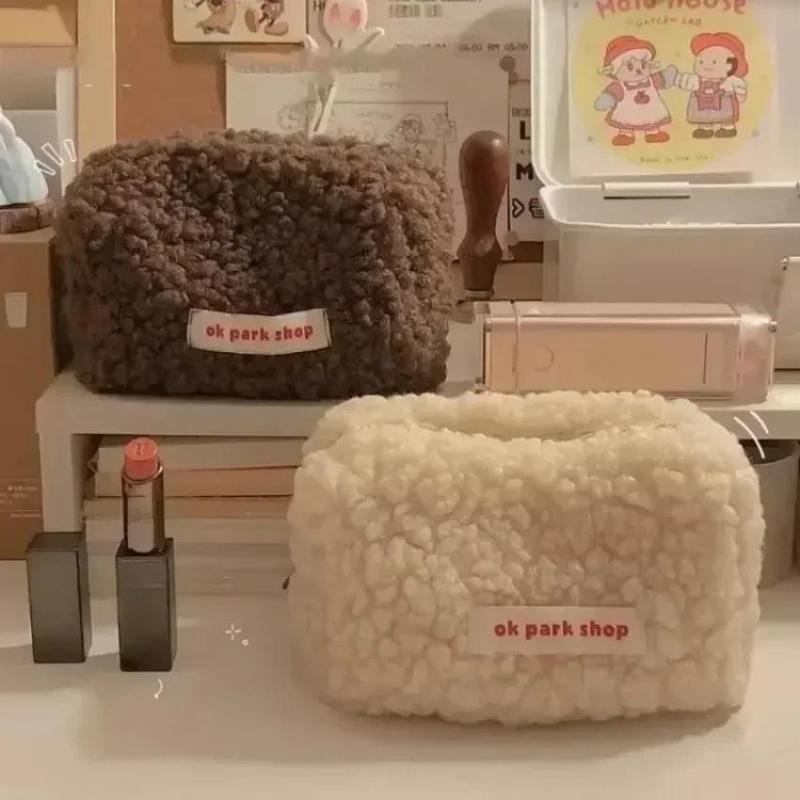 Lamb Plush Storage Bag Simple  - Aesthetic Large Pencil Case Pouch 评论和价格