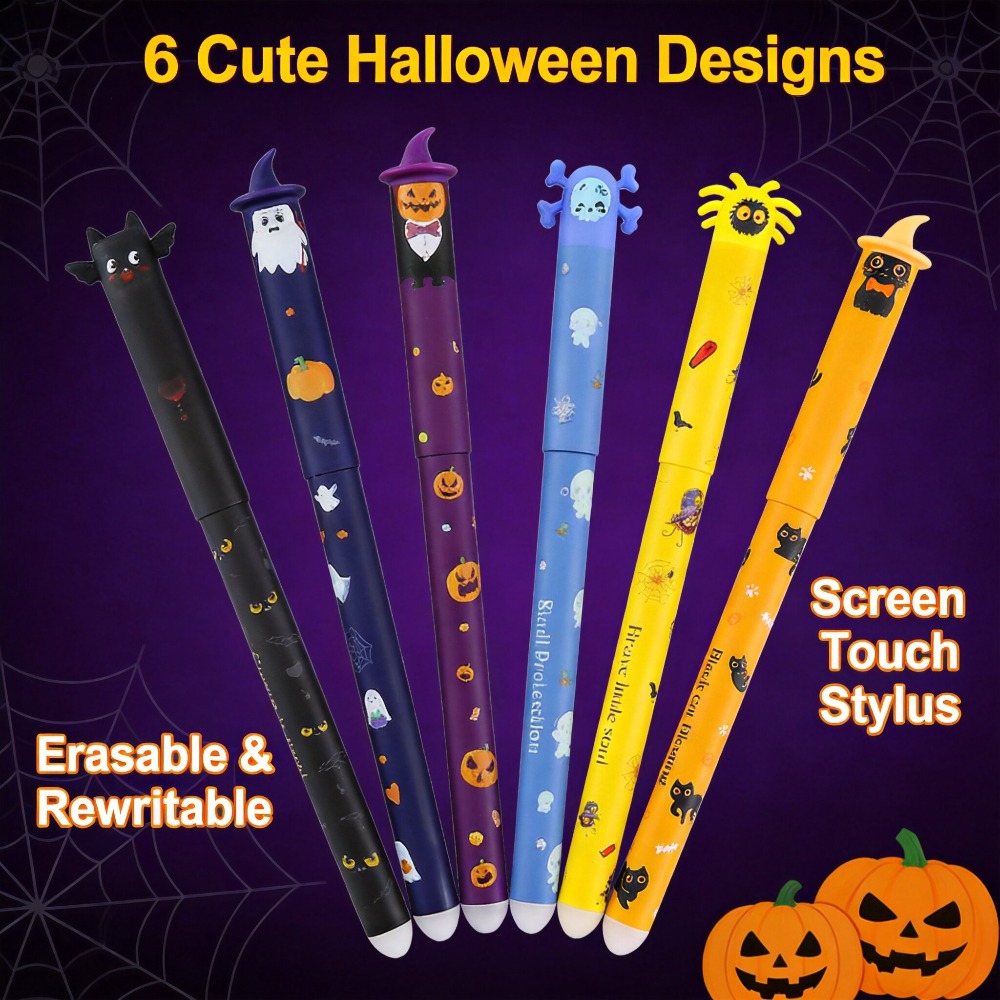1-6Pcs Halloween Erasable Gel  - Retractable Eraser Pen Click 评论和价格