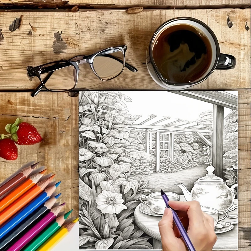 Tea In The Gardens Coloring Bo - School Supplies 评论和价格